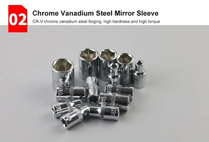 46pcs Drive Ratchet Torque Wrench Combo Auto Repairing Set Mechanic Tool Car Repair Tool Kit 1/4-Inch Socket Set Car Repair Tool
