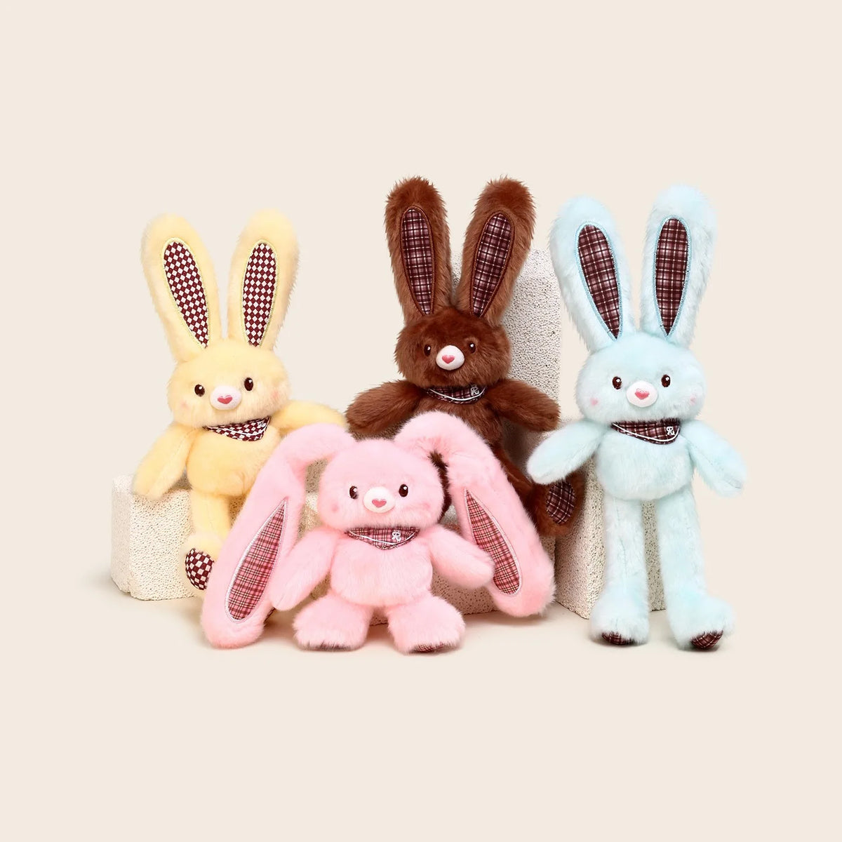 30cm Cute Pull-out Rabbit Plush Toy Keychain Creative Plush Ear Pulling Bunny Pendant Bag Charm Kids Stress Relief Gift
