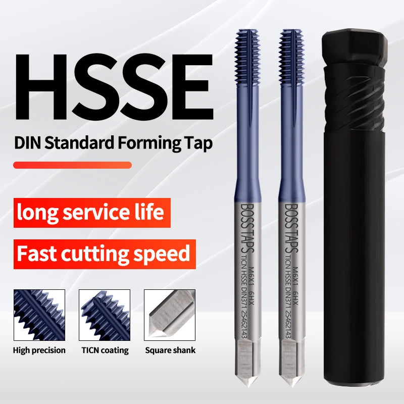 BOSS TAPS HSSE M35 M42 DIN 371 376 Standard Spiral Fluted Tap Pointed Roll Forming M2.5 M3 M4 M5 M6 M8 Machine Screw Thread Taps