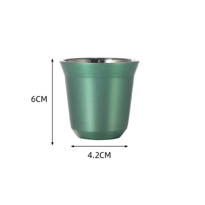 80ml New Simple Flat Bottom Cup Stainless Steel Double-layer Inner Tank Capsule Coffee Cup High-grade Solid Color Water Cup