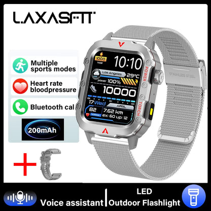 LAXASFIT New Smart Watch Bluetooth Talk LED Flashlight Sports Fitness Tracker Men Women Outdoor Sports Smart Watch