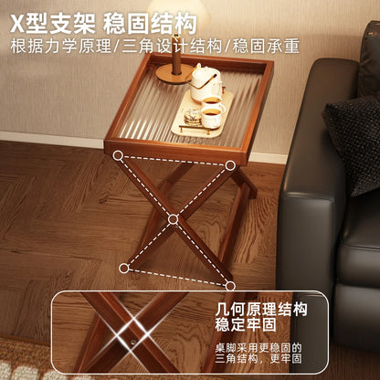 Space-Saving Foldable End Table: Minimalist Corner & Couch Side Table with Shelf – Perfect for Living Room, Balcony or Bedside