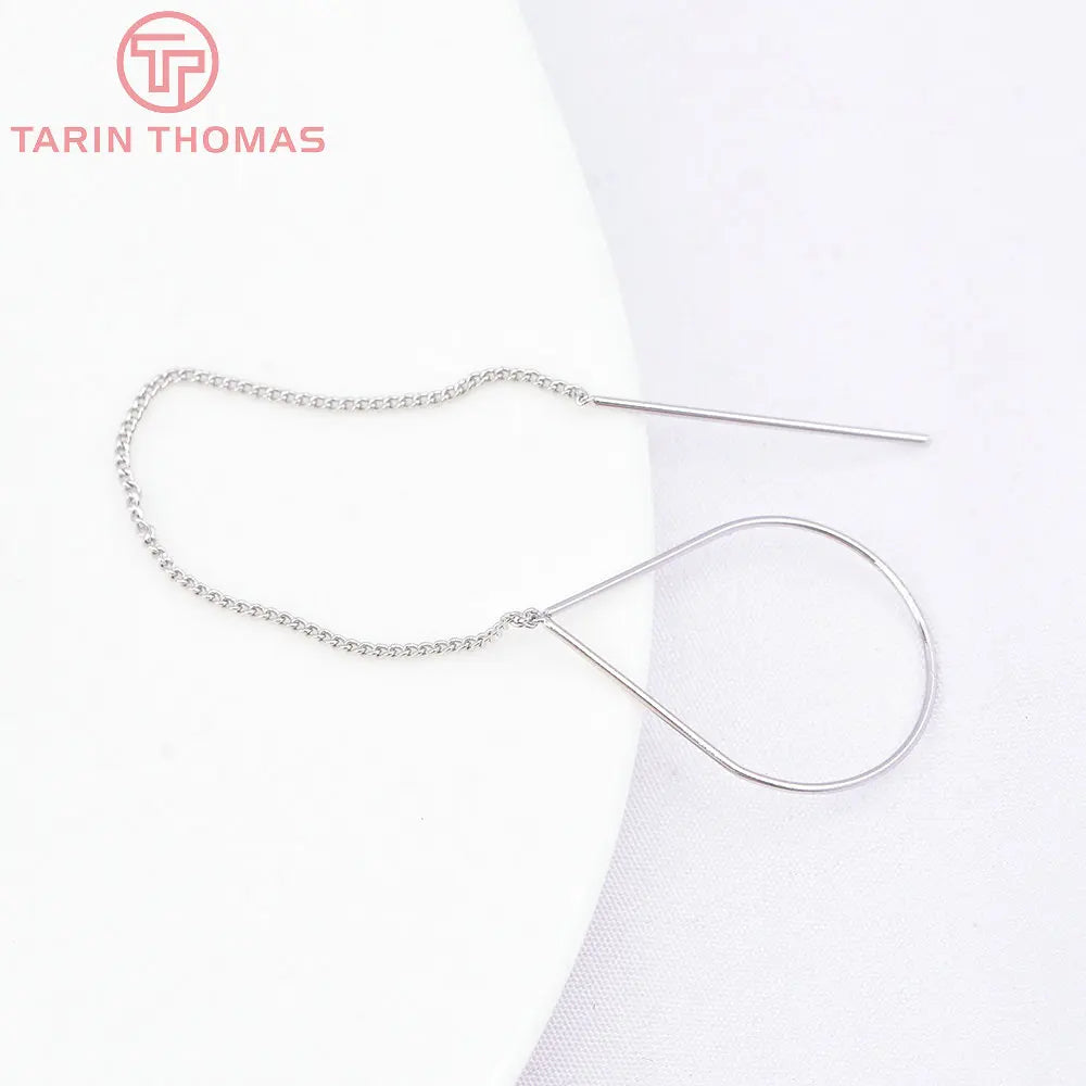 (6669)6PCS 11CM 24K Gold Color Plated Extended Chain Stud Earring Line High Quality Jewerly Making  Jewelry Findings Accessories