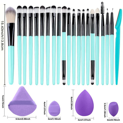 20Pcs Makeup Brush Set Eyeshadow Eyeliner Brushes Foundation Concealers Powder Blush Blending Beauty Tool with Makeup Sponge Kit