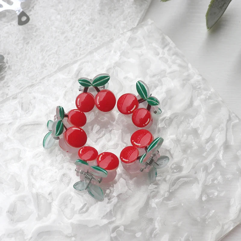 5/10Pcs Super Cute Hair Accessories Girls Fruit Strawberry Cherry Mini  Trendy Claw Clips Summer Style Small Grab Clips