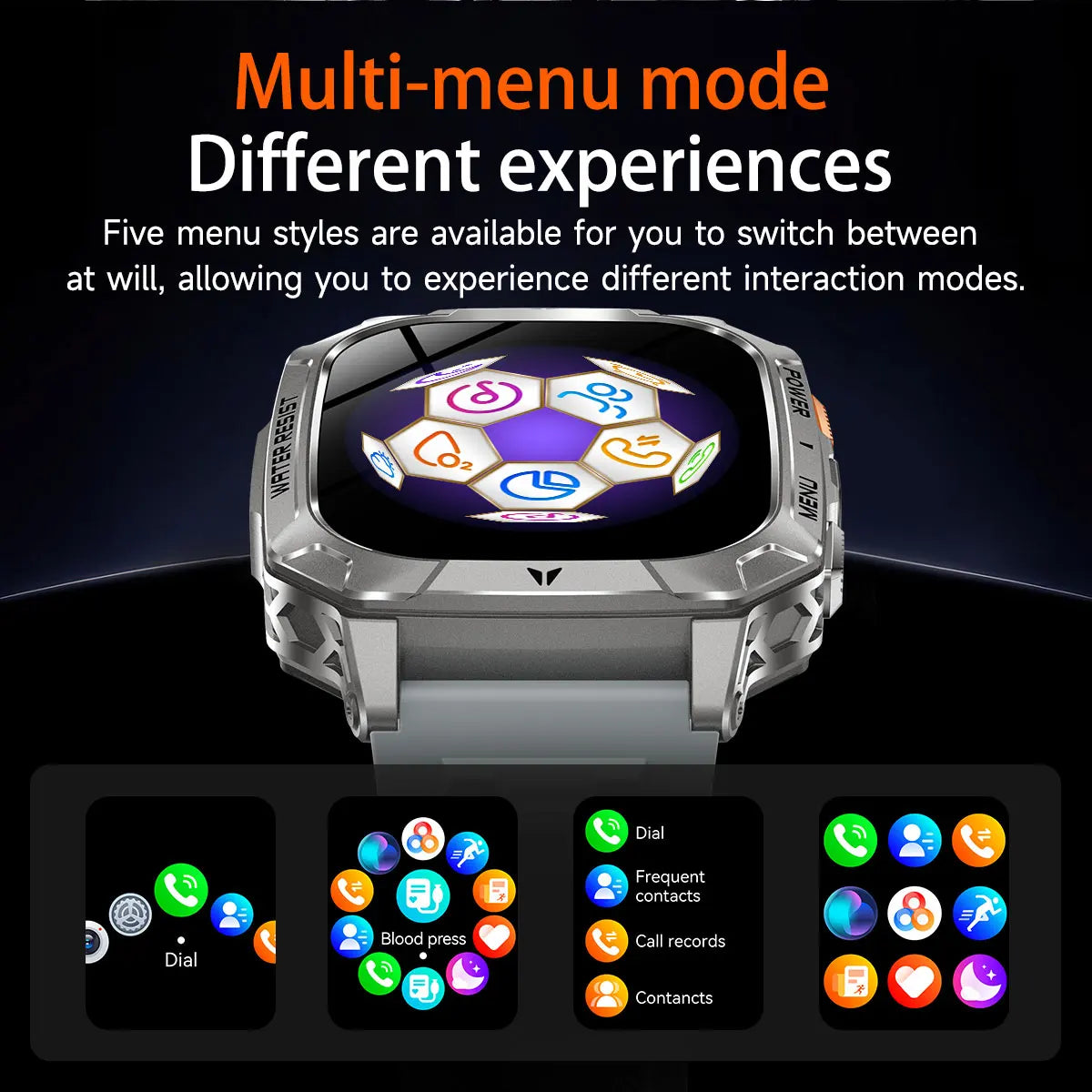 New Rugged Military Smart Watch Men 1400 mAh battery 2.01inch Bluetooth Call Health monitoring device LED flashlight Smart watch