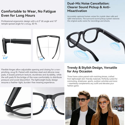 2026New AI Smart Glasses Minimalist Premium Bluetooth Calling Real-time Translation/4K Video Ultra-light TR90 Compatible Eyewear