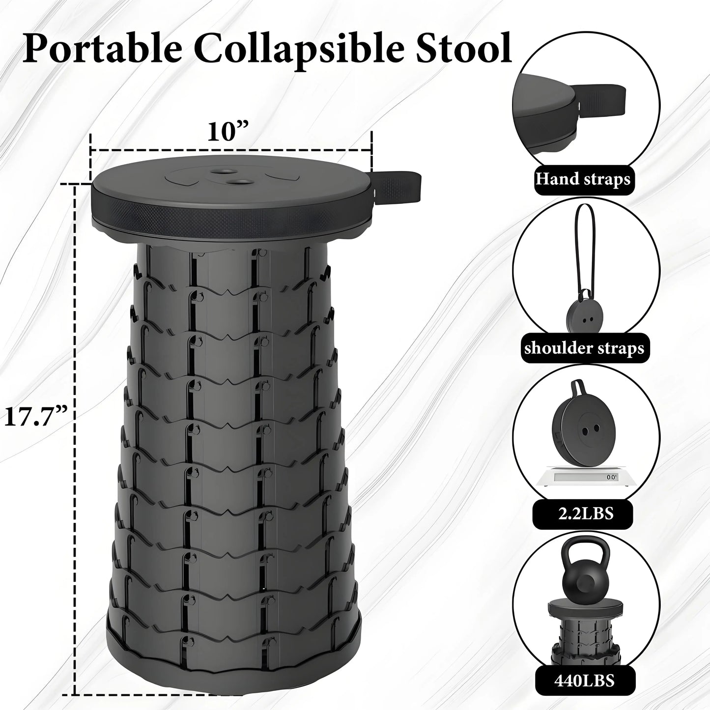 Portable Folding Stool Capacity Compact Camping Seat | Lightweight for Fishing Hiking Outdoor Events Subway Bus CommutingChaises