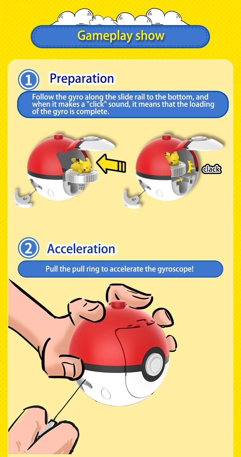 Pokemon Figure Battle Spinning Top Pikachu Pokeball Charmander Squirtle 5 Styles Pvp Interactive Game Children's Birthday Gifts