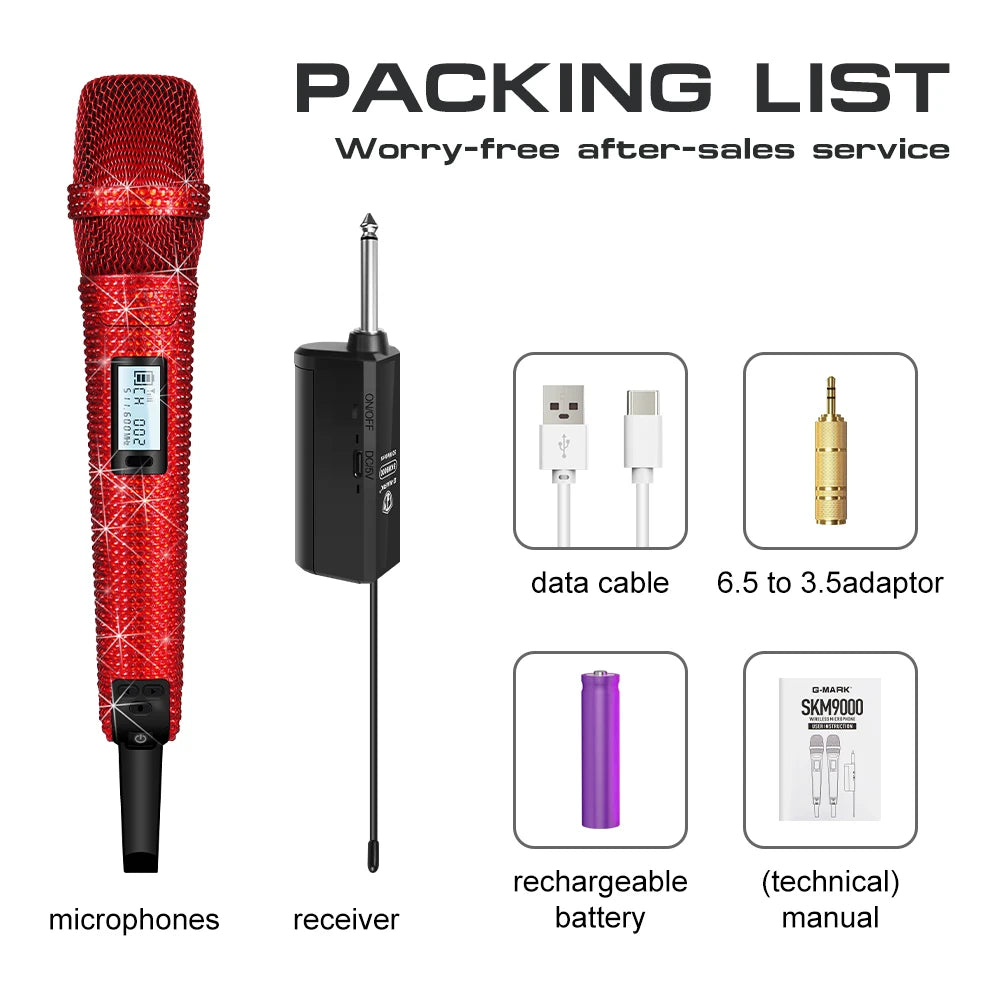 Diamond Microphone Customized for Singers G-MARK SKM9000 Wireless Karaoke Mic Adjustable Frequency Party Show Teaching Wedding