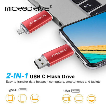 OTG Pendrive 2 in 1 type c USB 2.0 Flash Drive 1GB 128gb 64gb cle usb memoria usb metal stick 32gb 8gb Pen Drive for Android