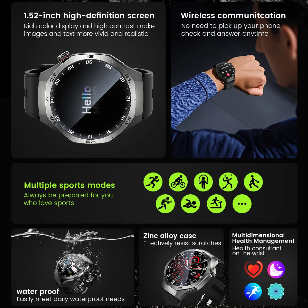 2026 Sports Watch 5 Pro GPS Track Smart Watches Men 1.52"AMOLED Full Touch Screen Waterproof Bluetooth Talk Smart Bracelet Hw12
