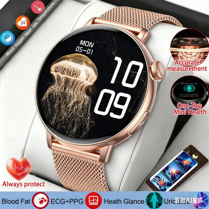 Smartwatch zdrowotny klasy pielęgniarskiej dla kobiet z ekranem AMOLED HD, wodoodpornością IP68, ciśnieniem krwi, połączeniami BT – modny zegarek dla kobiet