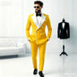2-Piece Men's Casual Smolking Set with White Lapel Blazer And Black Pants Wedding Groomsmen Suit for Ceremony And Festa