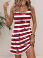 Nautical Anchor Dress Women Sleeveless Soft Sundress Bule White Stripe Summer New Casual  Daily Wear Fashion Female Trendy Tops