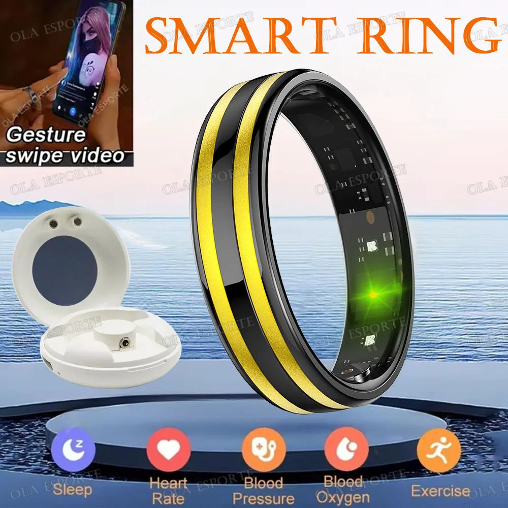 Men Women Smart Ring 5ATM Waterproof Pedometer Multi-function Ring Heart Rate Blood Pressure Monitor Health Smart Ring 2025 New