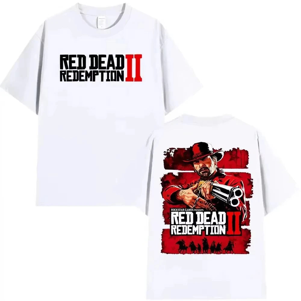 Red Dead Redemption 2 Game Player Graphic T Shirt Men Women Gothic Short Sleeve T-Shirt Y2K Fashion High Quality Cotton T Shirt