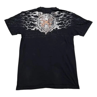 imited Stock Men's Harvester Skull T-Shirt Gothic Wings Cross Print  Vintage Streetwear Soft Breathable FabricL