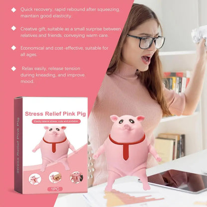 Creative Strange Toy Pig Cartoon Cute Pink La La Pig Toy Vent Pig Whole Person Pinch Music Stress Relief Toy Squeeze Pink Piggy