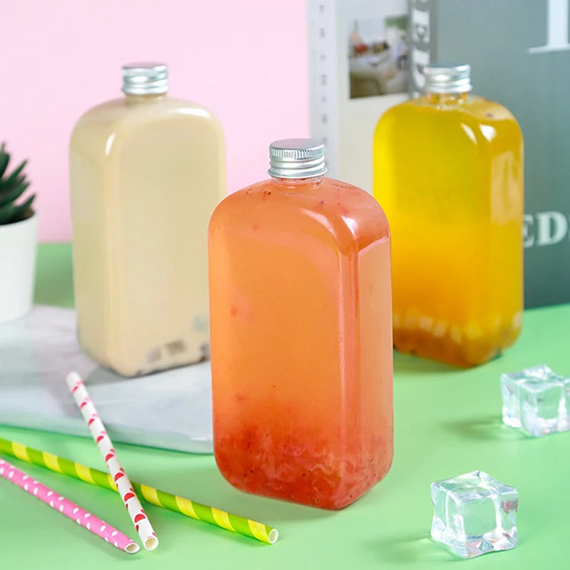 400mL Plastic Beverage Bottles Durable Water Containers with Secure Lids for Drinking Storage