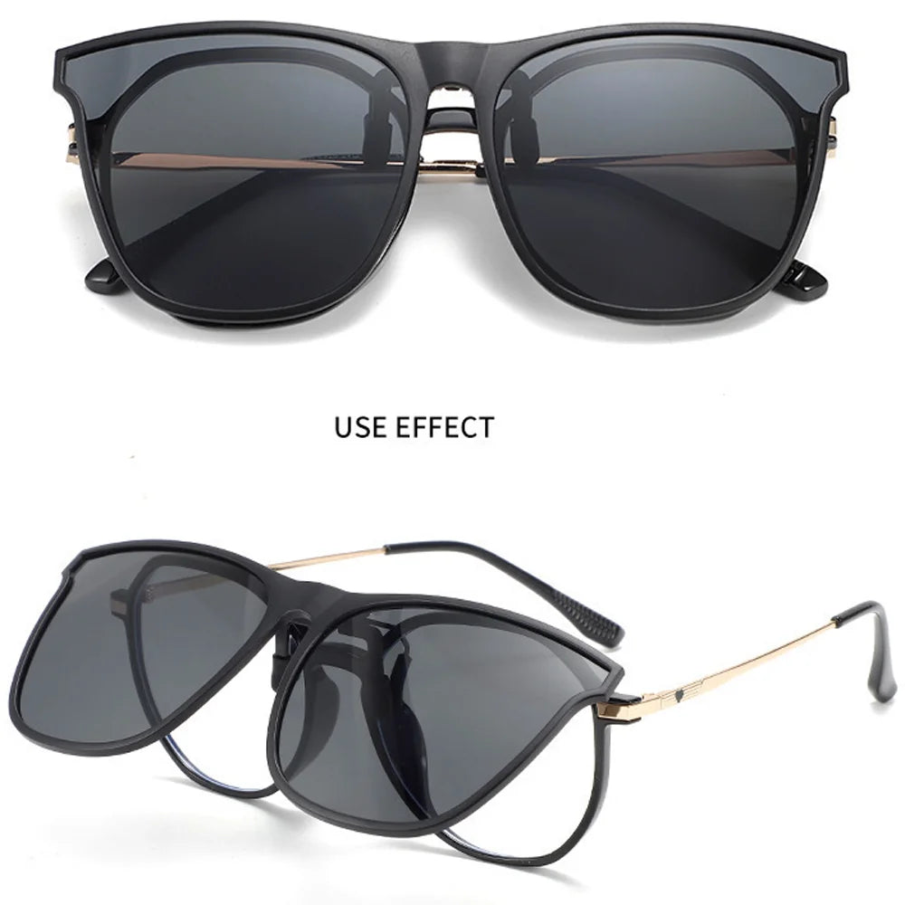 Polarized Clip On Sunglasses Men Car Driver Goggles Night Vision Glasses Anti Glare Vintage Square Glasses