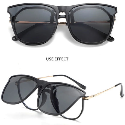 Polarized Clip On Sunglasses Men Car Driver Goggles Night Vision Glasses Anti Glare Vintage Square Glasses