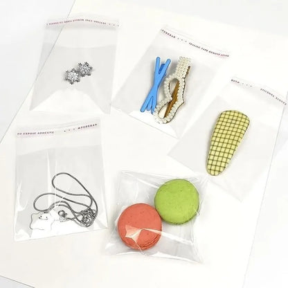 300/100pcs OPP Self Adhesive Plastic Bags Transparent Self Sealing Bag for Jewelry Cookie Candy Gifts Packaging Bags Pouches