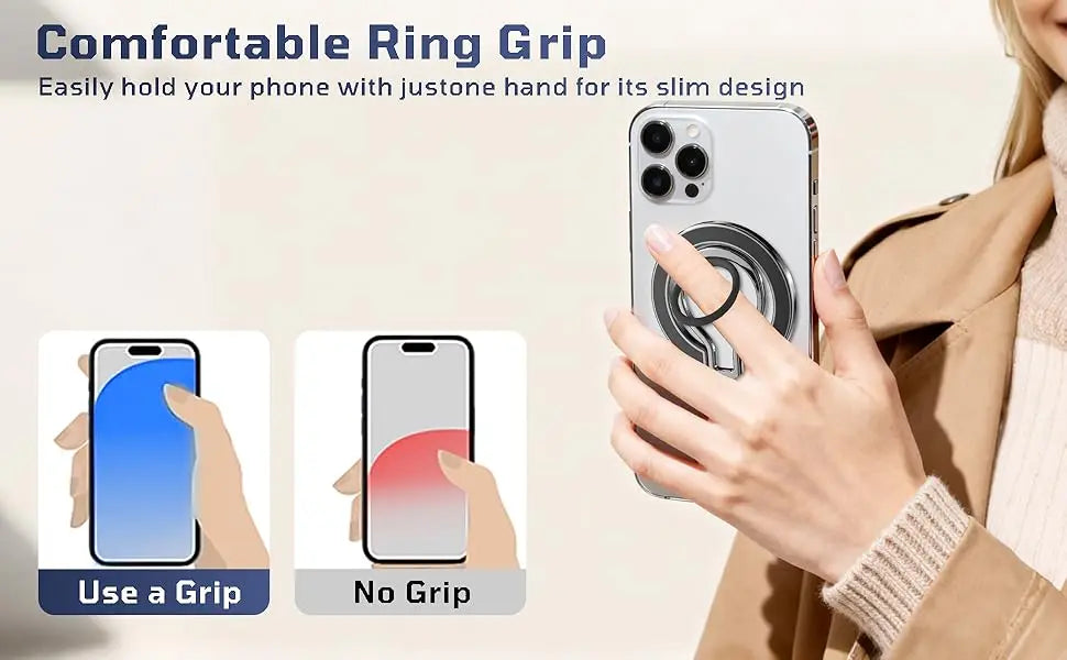 Magnetic Phone Holder Stand for Magsafe Lightweight Phone Finger Ring Snap Grip Kickstand Accessories for iPhone 17 16 15 14 13