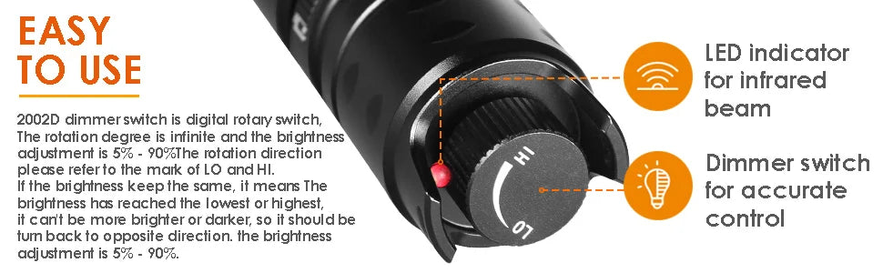 UniqueFire 2002D Vcsel 940NM 850NM LED Hunt Flashlight T20 Pro Zoom Fresnel Lens illuminator Night Vision Torch Lamp Max.1000M