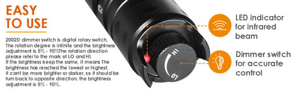 UniqueFire 2002D Vcsel 940NM 850NM LED Hunt Flashlight T20 Pro Zoom Fresnel Lens illuminator Night Vision Torch Lamp Max.1000M