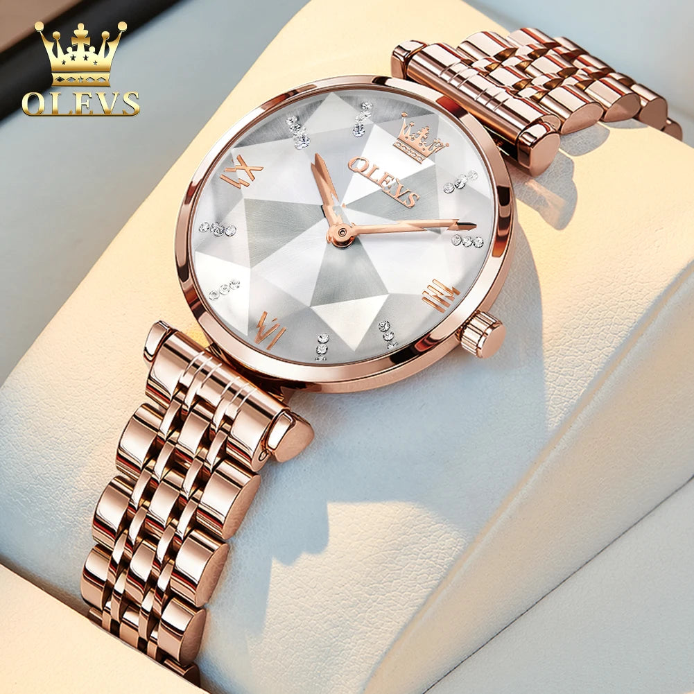 OLEVS 6642 Women Watch Fashion Original Elegant Stainless Steel Rose Gold Diamond Waterproof Watch Brand Luxury Women Watch