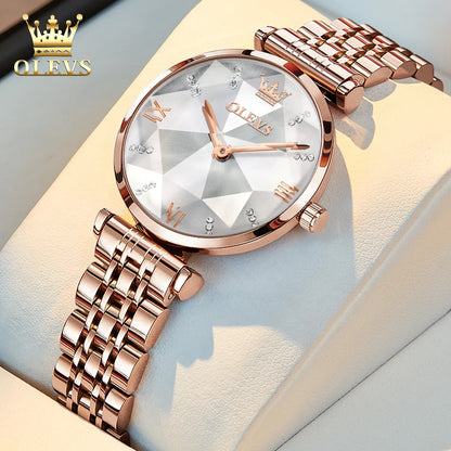 OLEVS 6642 Women Watch Fashion Original Elegant Stainless Steel Rose Gold Diamond Waterproof Watch Brand Luxury Women Watch