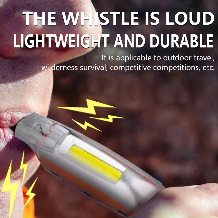 2-in-1 COB Strong Light and Whistle Light Creative Shape Key Chain Pendant Portable Led Flashlight Handheld Keychain Lamp