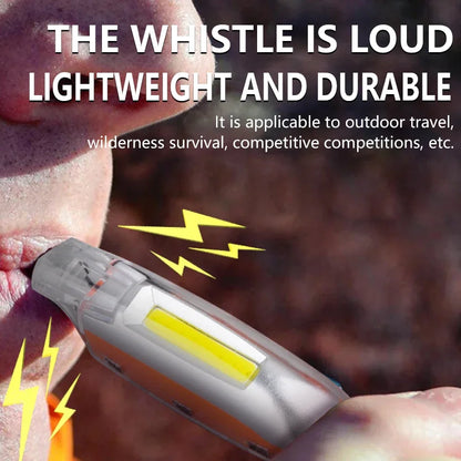 2-in-1 COB Strong Light and Whistle Light Creative Shape Key Chain Pendant Portable Led Flashlight Handheld Keychain Lamp