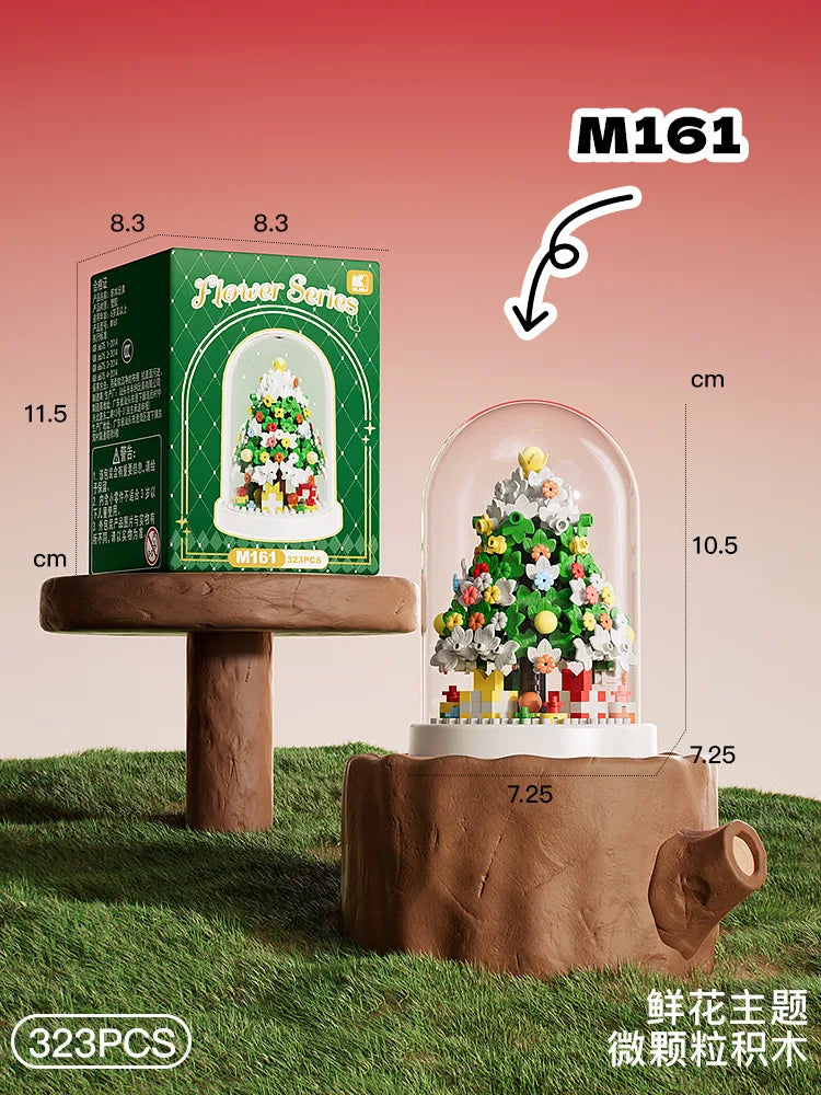 Mini Brick Building Set Rose Flower Model, Creative DIY Building Block Kit for Desk Decor, Birthday Gift for Adults and Teens