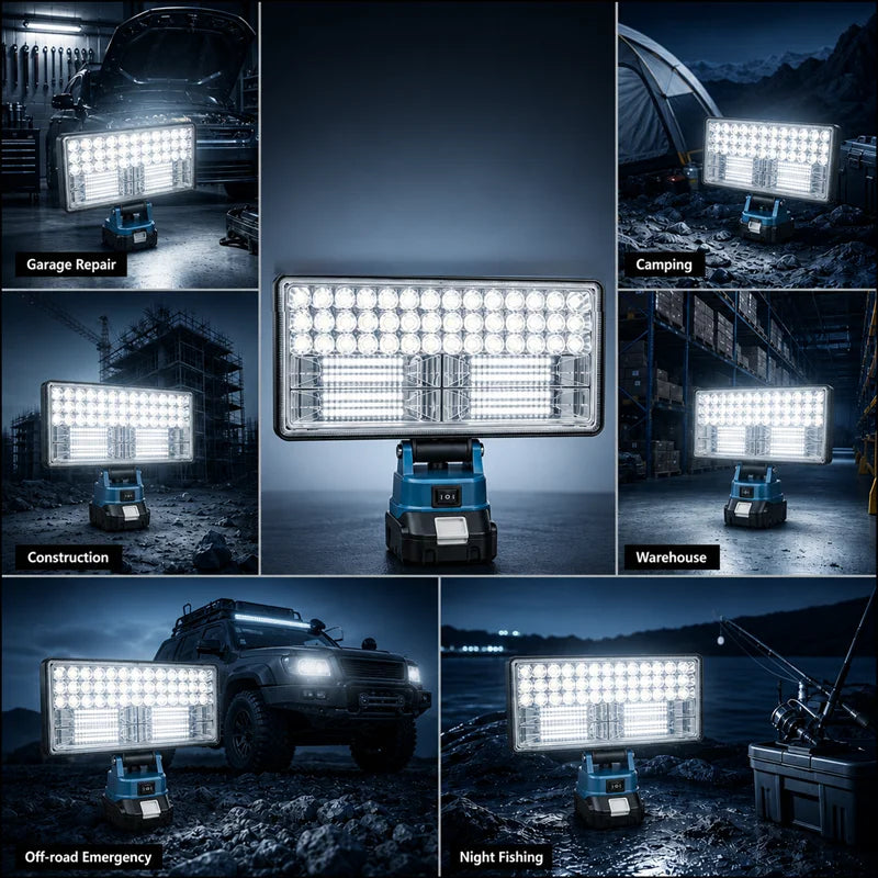 90W LED Work Light for Makita 18V Battery LED Spotlight -9000LM Cordless Jobsite Flood Light Construction Work Light USB Charger