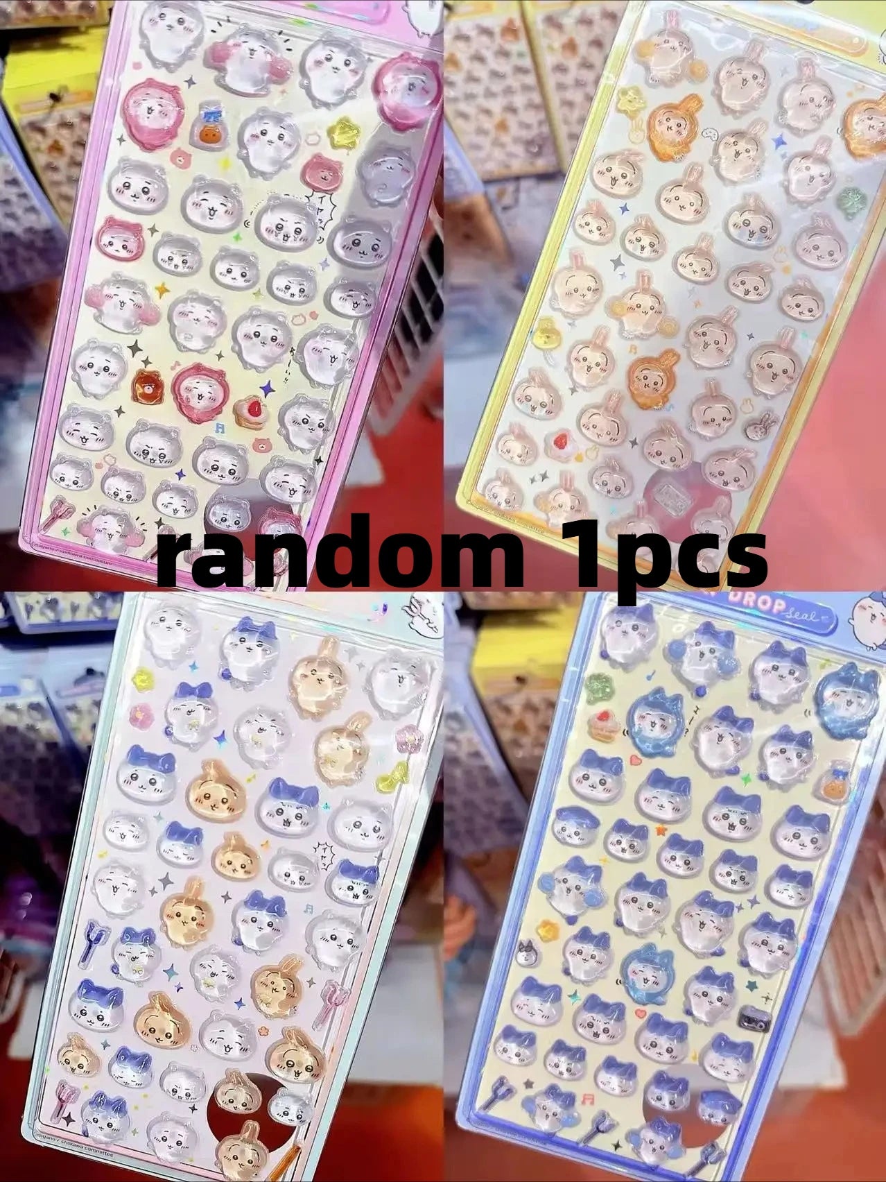 3D Cute 1/4pcs Crystal Stickers Chiikawa Usagi Phone Case Decoration Nail DIY Decorative Stickers for Notebook Laptop waterproof