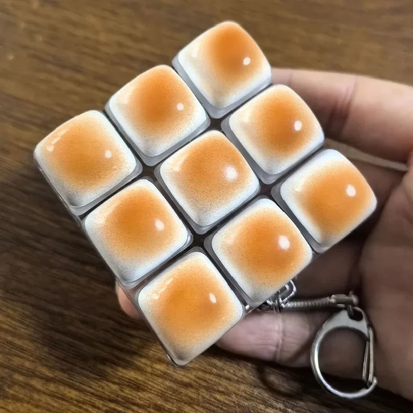 Caramel Bread Stress Relief Keychain Keyboard Button Keycap Backpack Pendant for Student Office Adult 1PC