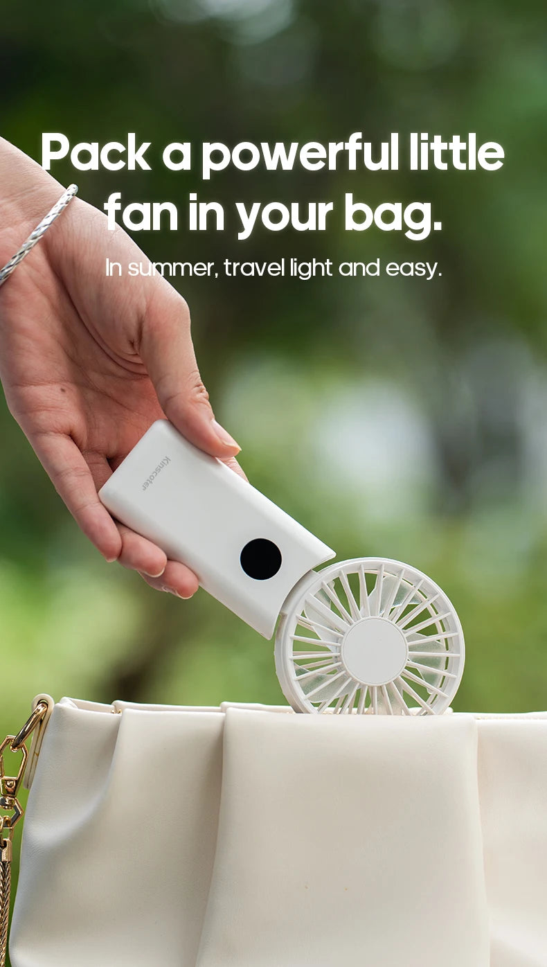 Portable Folding Handheld Fan 1800mAh Desktop Rechargeable Fan 4-speed Wind Angle Adjustable with LED Display for Outdoor Travel
