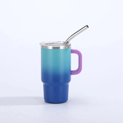Portable Mini Handle Gradient Color 4oz Car Stainless Steel Insulated Thermos Cold Beverage Camping Outdoor Living Home Goods