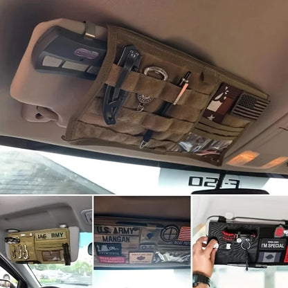 Multifunctional MOLLE Sun Visor Storage Bag Tactical Car Organizer Pouch for Pickup Trucks SUVs Tool Holder Travel & Outdoor Use