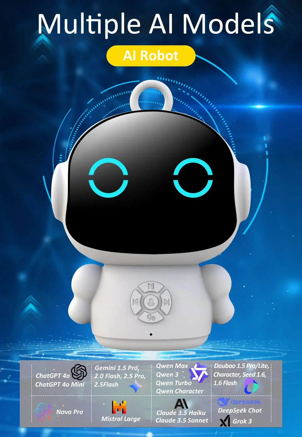 Tuya Smart AI Companion Robot Early Education Toys Emotional Communication Works with ChatGPT Germini Grok Mistral DeepSeek