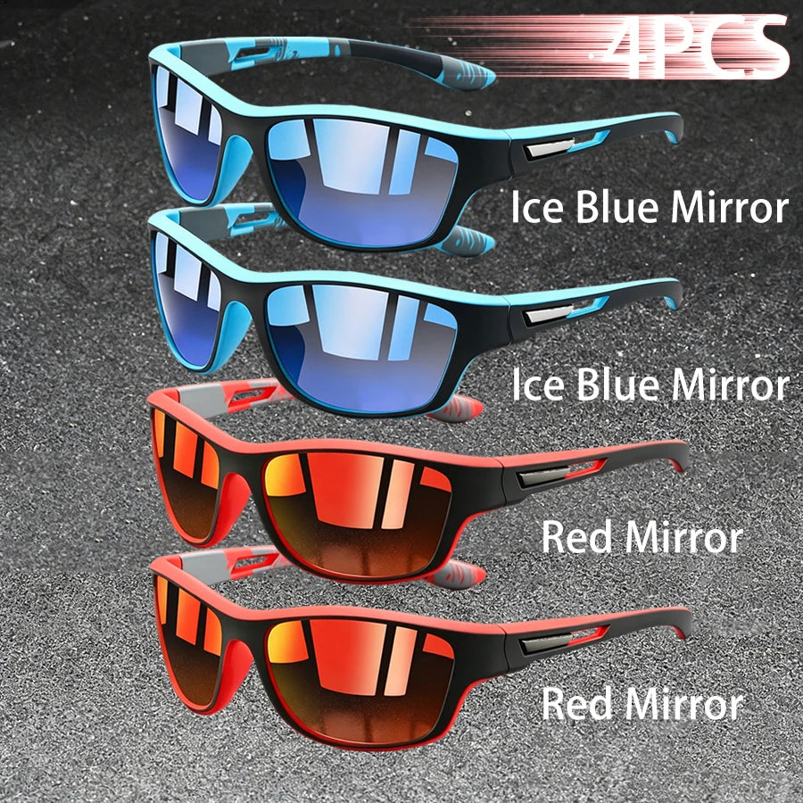 4PCS Fashion Vintage Pattern Cycling Sunglasses Men Women Running Cycling Mountaineering Sport Man Driving Fishing Sun Glasses