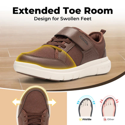 FitVille Wide Toe Box Diabetic Walking Shoes For Men Lightweight Non-Slip Breathable Casual Shoe For Swollen Feet Outdoor