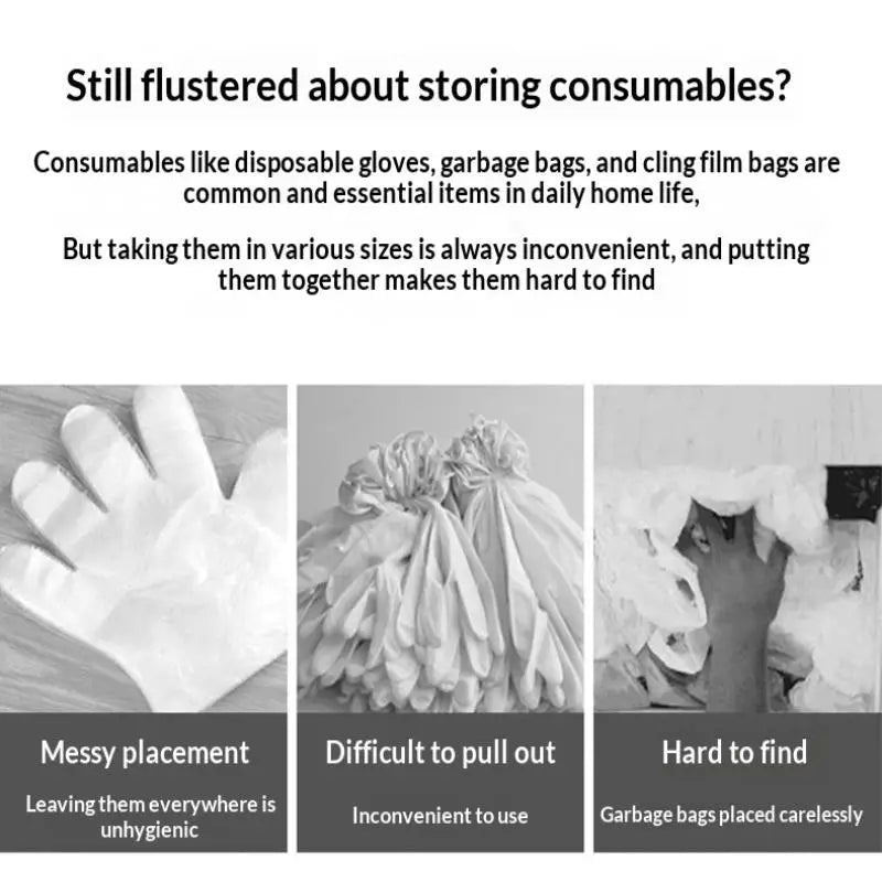 Kitchen Trash Bag Holder Large Capacity Plastic Bag Dispenser for Gloves and Garbage Bags Home Storage Container