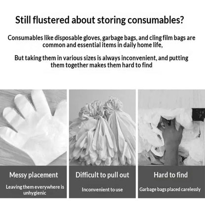 Kitchen Trash Bag Holder Large Capacity Plastic Bag Dispenser for Gloves and Garbage Bags Home Storage Container