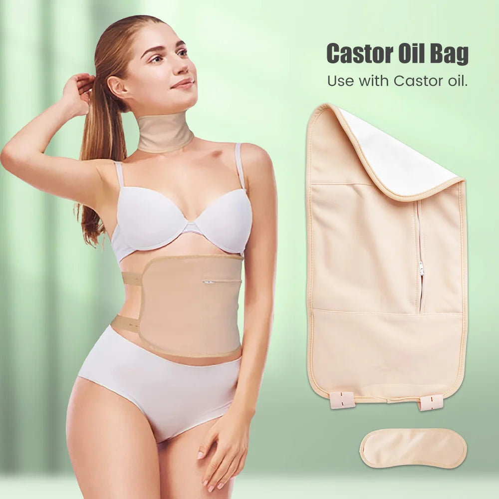 Castor Oil Pack Waist Wrap Organic Oil Compression Wrap Self Conditioning Improvement Supplies For Bowel Movements Digestion