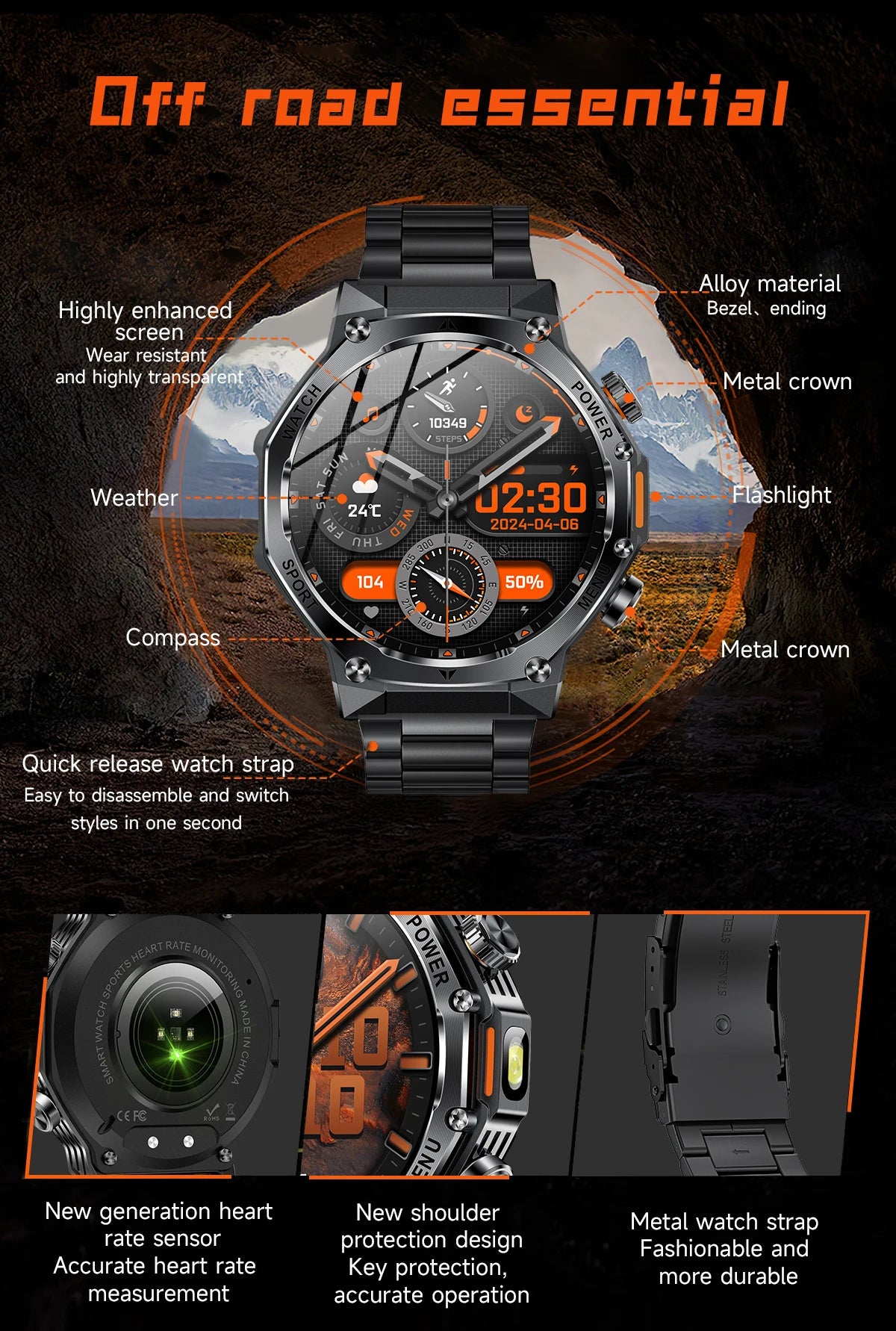 LIGE Nowy Smartwatch Męski 800 mAh Ultra Długa Żywotność Baterii Wodoodporny Zegarek Sportowy Outdoor Połączenia Bluetooth Wojskowy Smartwatch 2025