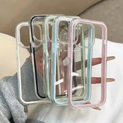 Luxury Candy Color Frame Clear Back Phone Case For iPhone 17 16 15 14 13 12 Pro Max 11 16PLUS 17 Acrylic Shockproof Bumper 2030