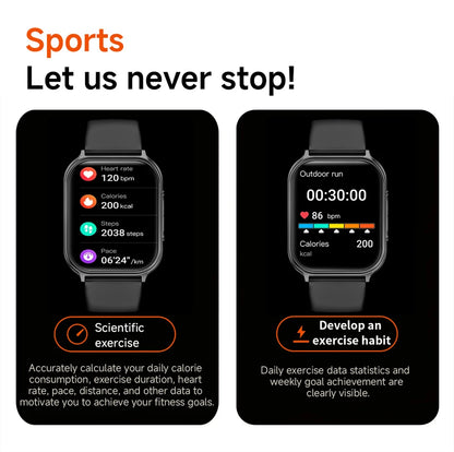 1.83" Smart Watch Sleep Heart Rate Monitor BT Call Messages Notifications Sports Fitness Tracker Watch for Women Men Android iOS
